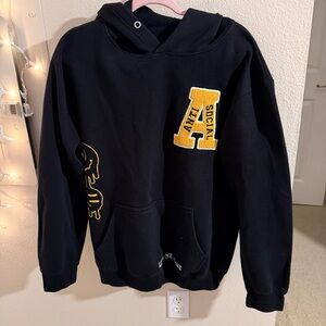 Anti Social Hoodie Black Graphic “Leave Me Alone” Drip Smiley Streetwear Size L